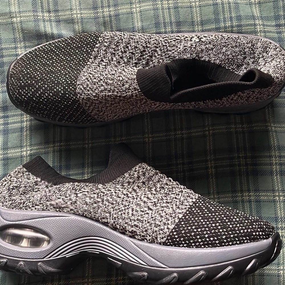 Stylish Black and Gray Women's Slip-On Sneakers
